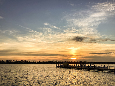 Sunset over St. Andrews Bay, Panama City Beach, Florida, USA