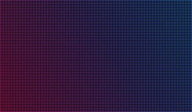 Led screen texture dots background display light. TV pixel pattern monitor screen led texture vector art illustration