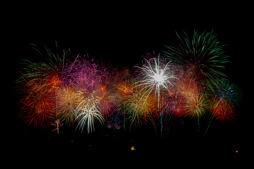 bright fireworks in the night