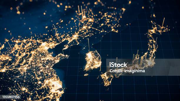 East Asia Global Communication Stock Photo - Download Image Now - Metaverse, Japan, Globe - Navigational Equipment