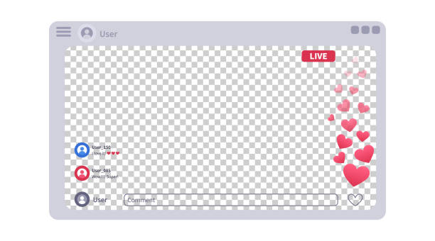 istock Live stream interface with a lot of likes, appreciations. Stories screen template for mobile application. Vector mock up illustration 1355910382