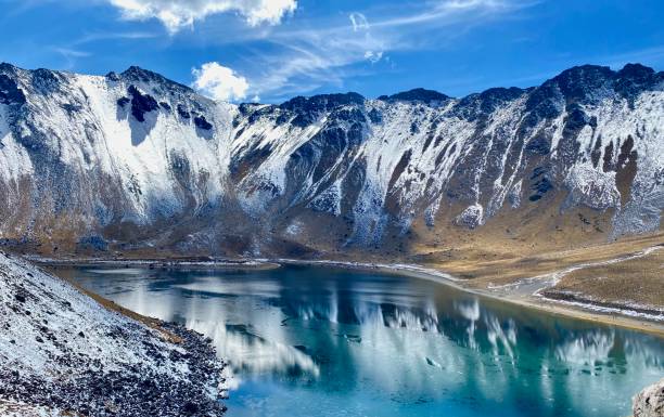 istock Panoramic View Of Lake And Snowcapped Mountains Against Sky 1355931376