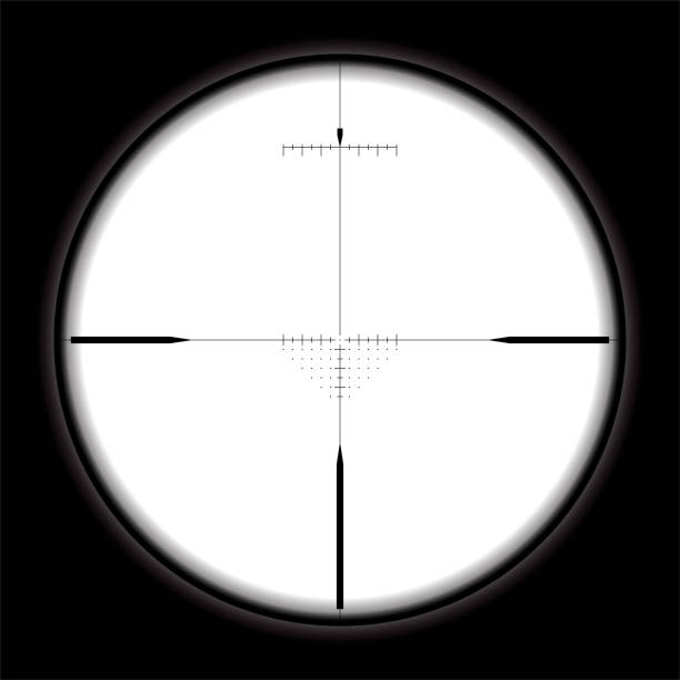 luneta snajperowska ze wskaźnikiem wiatru - crosshair gun rifle sight aiming stock illustrations