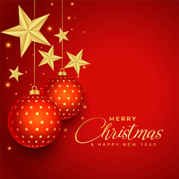 istock realistic merry christmas bauble with golden stars greeting design 1355936574