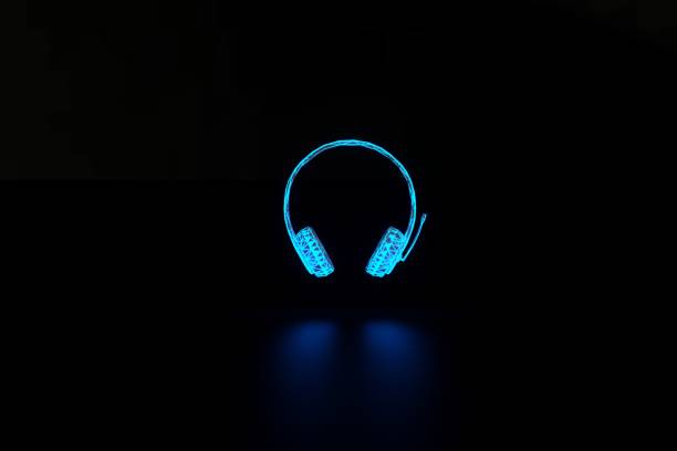 3D rendering The hologram headphones. Music from polygons, triangles, points, and lines