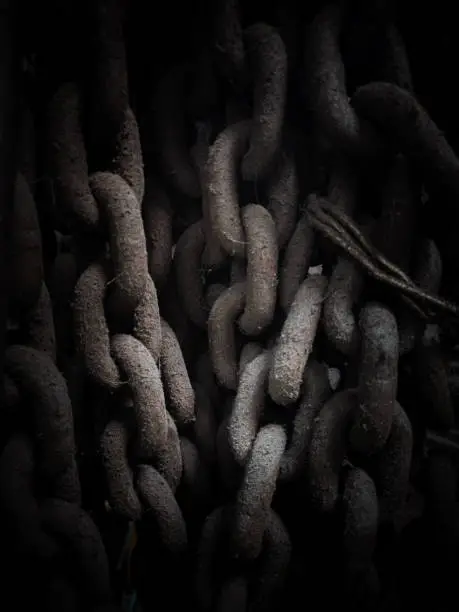 Photo of vintage weathered Iron textured chains background.