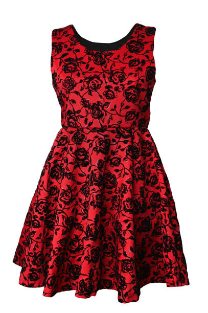 istock Red dress with roses 1355946635