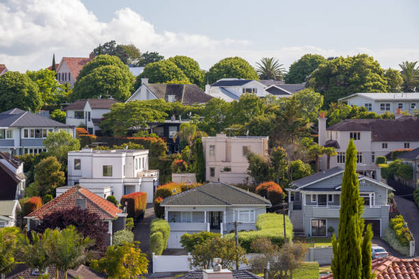 casas en auckland, nueva zelanda - coastal property fotografías e imágenes de stock