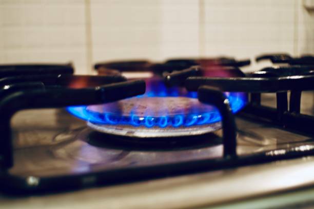 istock Flame on a burning gas stove 1355948451