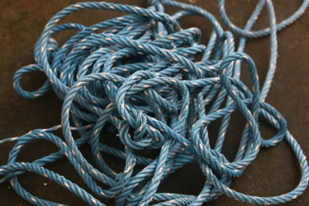 istock The blue rope that looks tangled has finished being used 1355950689