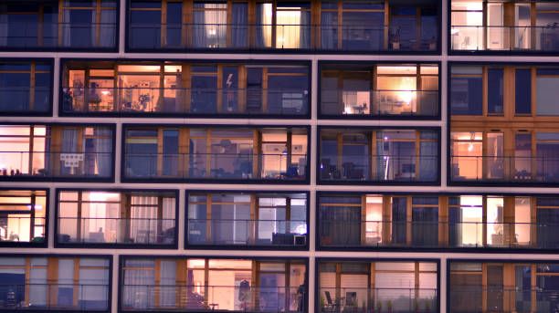 istock Modern apartment house building architecture concept. 1355950796