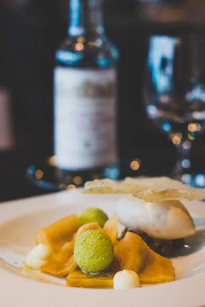 istock Granny Smith Caramelised apple “lagasna”, black honey ice cream, hazelnuts 1355952899
