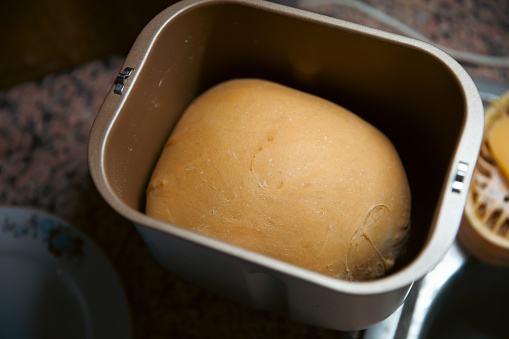 Homemade bread in bread making machine