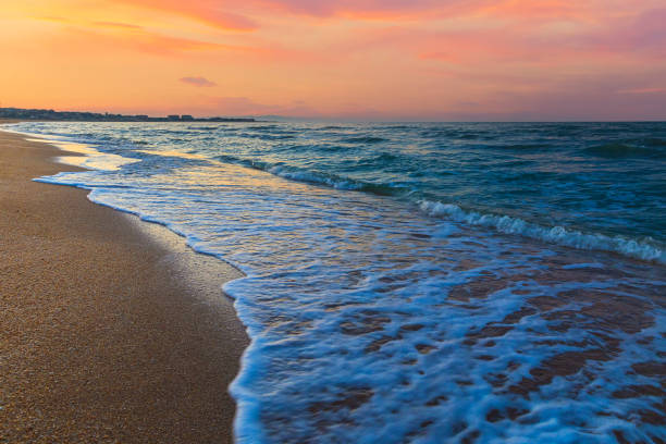 istock Coast of the Caspian Sea at sunset.. 1355961955