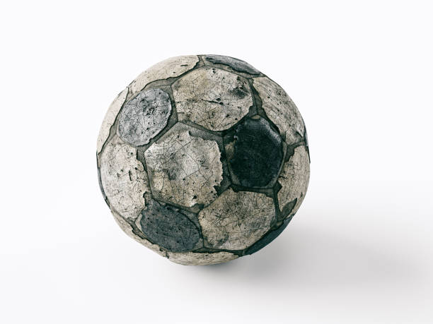 stara podarta piłka nożna - soccer ball old leather soccer zdjęcia i obrazy z banku zdjęć