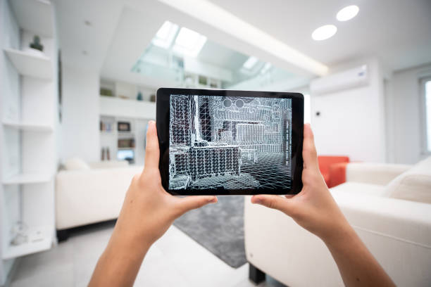 Dekoration der Wohnung mit Augmented Reality Interior Design Software – Foto