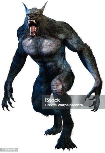 Werewolf Advancing With Mouth Open 3d Illustration Stock Photo - Download Image Now - Werewolf, Horror, Three Dimensional