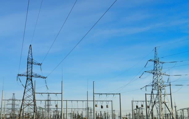 istock Modern electrical substation outdoors on sunny day 1355973951