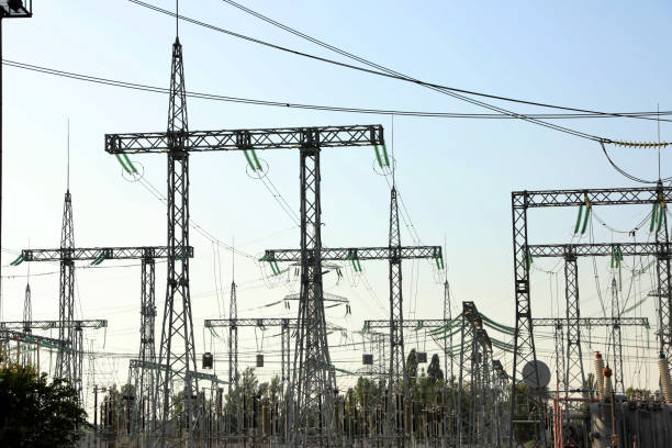 istock Modern electrical substation outdoors on sunny day 1355974958