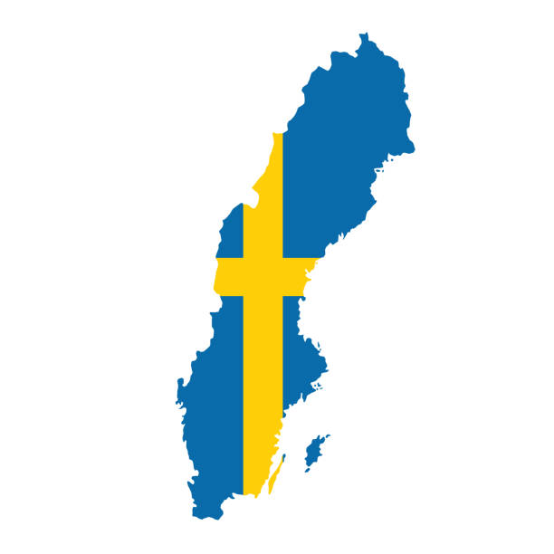 map of Sweden with flag - vector design element map of Sweden with flag - vector design element sweden flag stock illustrations