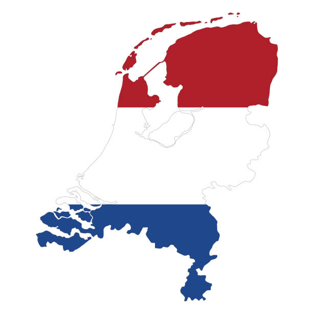karte der niederlande mit flagge - vektor-design-element - netherlands stock-grafiken, -clipart, -cartoons und -symbole
