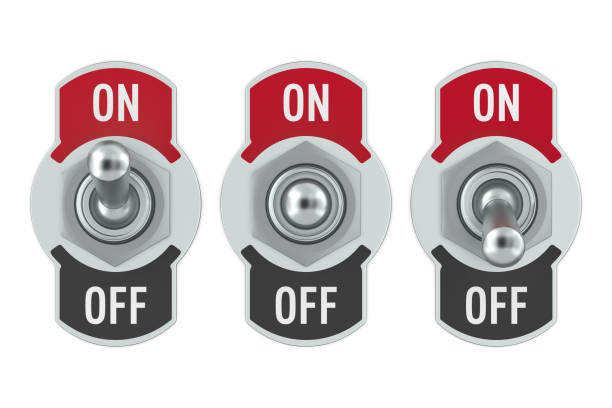 toggle switch on white background. isolated 3d illustration - push button off imagens e fotografias de stock