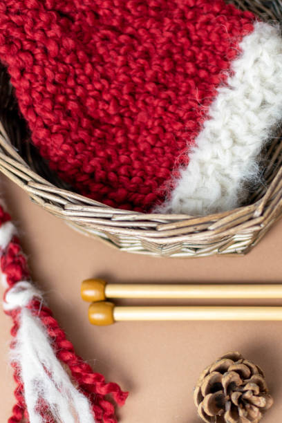 istock Christmas Santa hat knitting project 1355984968