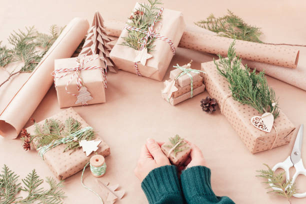 istock Preparing for the Christmas holidays. Gift wrapping 1355986393