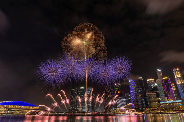 istock Singapore fireworks display countdown celebration at Marina Bay, Colorful New Year Firework 1355993496