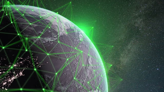3D Rendering Earth with Technology Network Data Connection Network, Futuristic Earth
