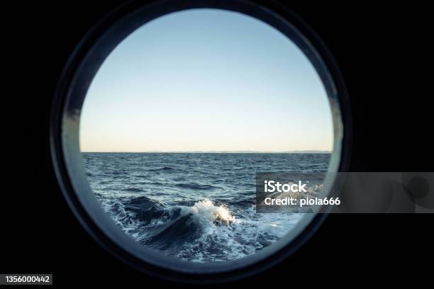 View On A Rough Sea With Waves Of The Open Ocean From A Boat Stock Photo - Download Image Now