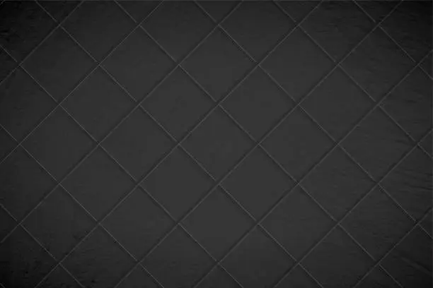 Vector illustration of Dark grey and black colored crisscross checkered pattern horizontal blank empty vector backgrounds with engraved or embossed criss cross lines design like a mesh all over