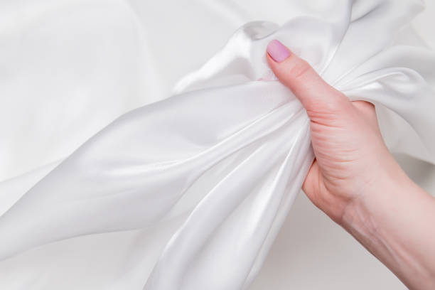 istock Silk fabric, pearl organza, milk color. 1356004241