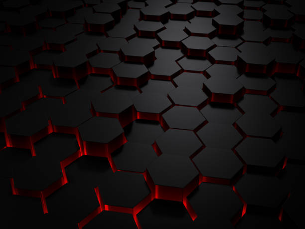 istock Background Abstract wallpaper Hexagon Red light. 3D Scene 1356005305