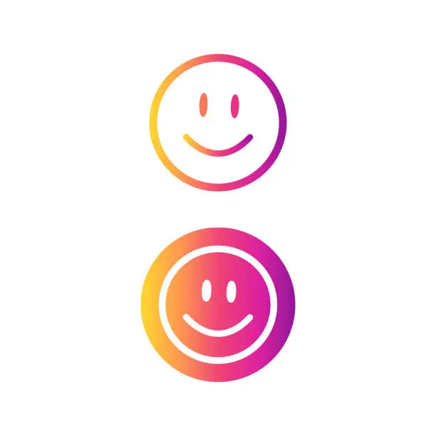 Vector illustration of Smiling face in gradient colors, vector.