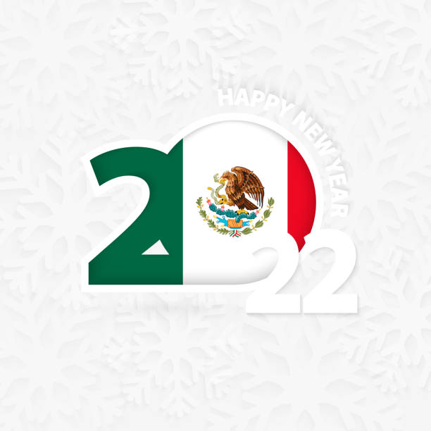 istock Happy New Year 2022 for Mexico on snowflake background. 1356006255