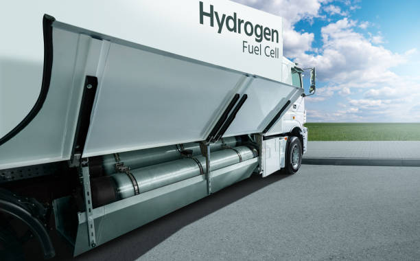 istock Fuel cell truck with hydrogen cylinders 1356008608