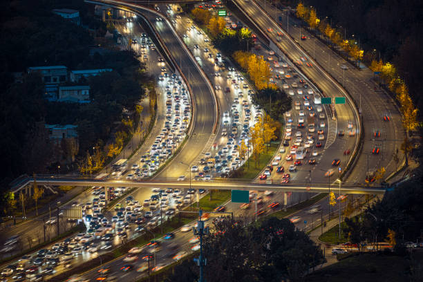 istock Crowded roads in Chengdu at night after work 1356008809