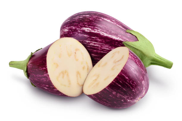 istock striped eggplant graffiti isolated on white background with clipping path and full depth of field. 1356009015