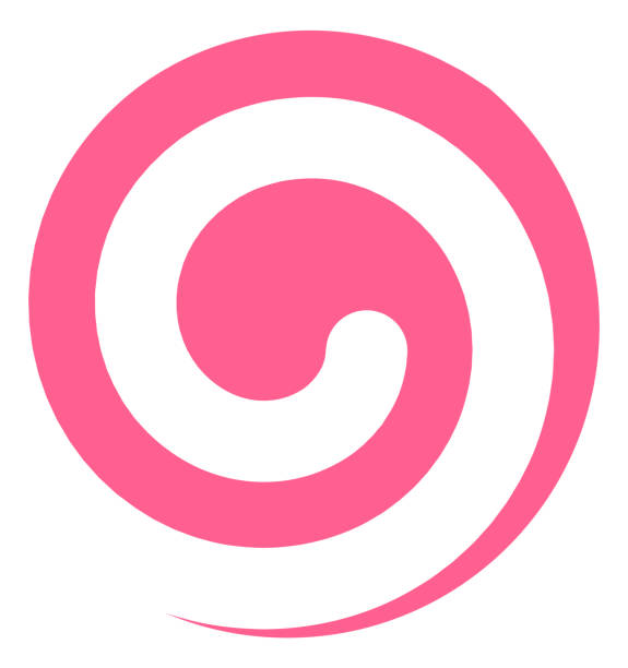ピンクのスパイラルロゴ。丸いらせん記号。円形の動きのサイン - らせん点のイラスト素材／クリップアート素材／マンガ素材／アイコン素材