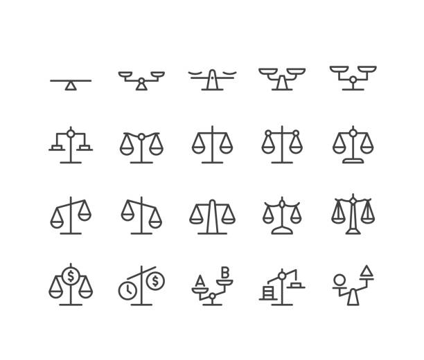 scale icons - classic line series - balance stock illustrations