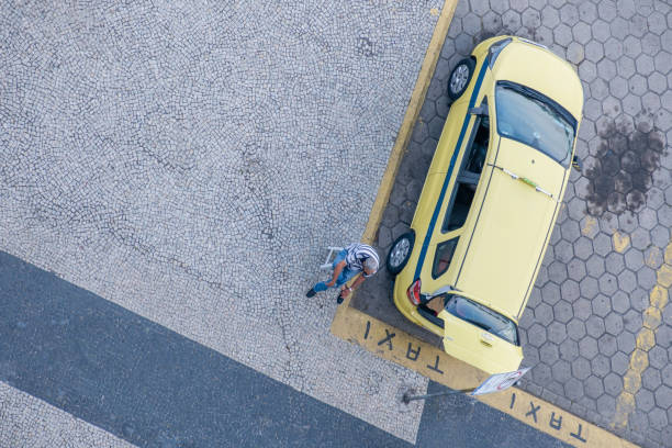 Rio de Janeiro city, Rio de Janeiro state, Brazil - October 03, 2021:Taxi car seen from above.