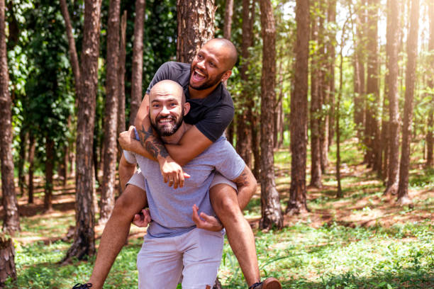 istock Two men in a nature place camping 1356018387