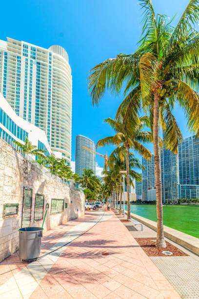Sunny day in Miami Riverwalk stock photo