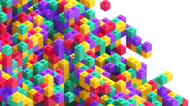 istock Colorful toy bricks on white background 1356028579