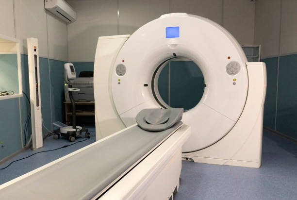 MRI scanner being installed. stock photo