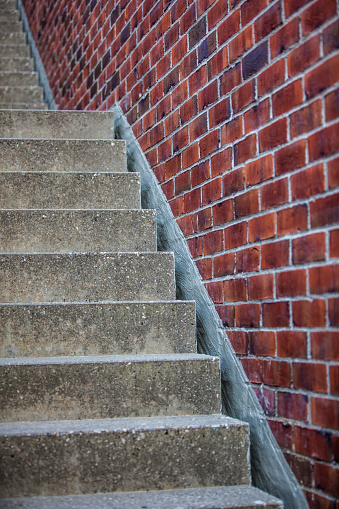 stairway and brick wall background.