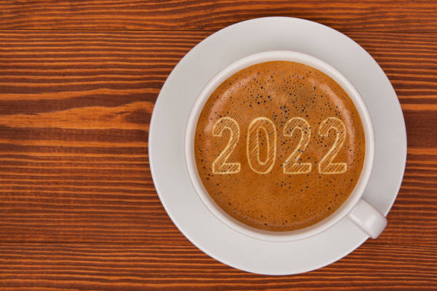 istock Happy New Year 2022 on Coffee Cup 1356047342