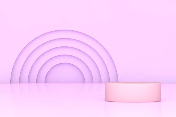 istock 3D Pink and Purple Stands, Product Stand, Blank Scene 1356048276