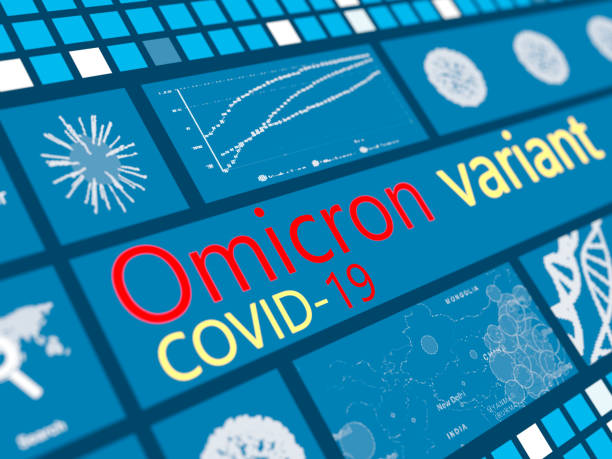 коронавирус b.1.1.529 - covid-19 вариант омикрона цифровая концепция - omicron стоковые фото и изображения